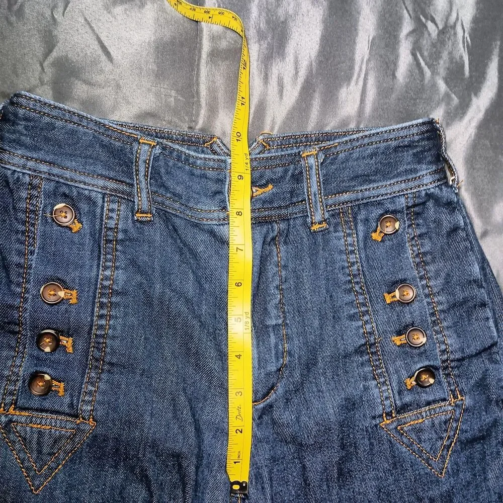 Pilcro Anthropologie Jeans Womens 25 Petite Blue Denim Wide Leg Cropped Pants